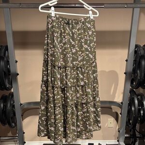 Allegra K Floral Green Maxi Skirt